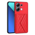 For Xiaomi Redmi Note 13 4G Global Rhombic Texture Card Bag RFID Phone Case(Red)