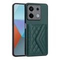 For Xiaomi Redmi Note 13 5G Global Rhombic Texture Card Bag RFID Phone Case(Green)