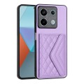 For Xiaomi Redmi Note 13 5G Global Rhombic Texture Card Bag RFID Phone Case(Light Purple)