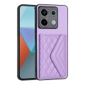 For Xiaomi Redmi Note 13 Pro 5G Global Rhombic Texture Card Bag RFID Phone Case(Light Purple)