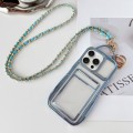 For iPhone 15 Pro Max Electroplated Clear Card Slot TPU Phone Case with Crossbody Chain(Blue)