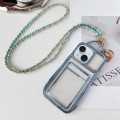 For iPhone 15 Plus Electroplated Clear Card Slot TPU Phone Case with Crossbody Chain(Blue)