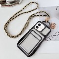 For iPhone 11 Electroplated Clear Card Slot TPU Phone Case with Crossbody Chain(Black)