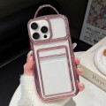 For iPhone 15 Pro Max Electroplated Clear Card Slot TPU Phone Case(Pink)