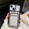 For iPhone 15 Electroplated Clear Card Slot TPU Phone Case(Black)