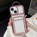 For iPhone 15 Electroplated Clear Card Slot TPU Phone Case(Pink)