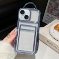 For iPhone 15 Electroplated Clear Card Slot TPU Phone Case(Blue)