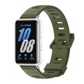 For Samsung Galaxy Fit 3 Mijobs Flat Hole Silicone Watch Band(Army Green+Silver)