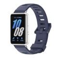 For Samsung Galaxy Fit 3 Mijobs Flat Hole Silicone Watch Band(Midnight Blue+Silver)