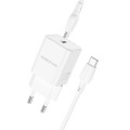 BOROFONE BN13 PD30W Type-C Charger with 1m Type-C to Type-C Cable, EU Plug(White)