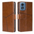 For Motorola Moto G Play 4G 2024 Geometric Stitching Leather Phone Case(Light Brown)