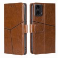 For Motorola Moto G24 4G Geometric Stitching Leather Phone Case(Light Brown)