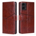 For Motorola Moto G24 4G Geometric Stitching Leather Phone Case(Dark Brown)