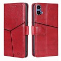 For Motorola Moto G34 5G Geometric Stitching Leather Phone Case(Red)