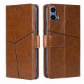 For Motorola Moto G34 5G Geometric Stitching Leather Phone Case(Light Brown)