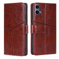 For Motorola Moto G34 5G Geometric Stitching Leather Phone Case(Dark Brown)
