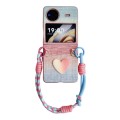 For vivo X Flip Illusory Color Leather Texture PC Phone Case with Color Strap(Pink)