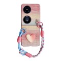 For Huawei Pocket 2 Illusory Color Leather Texture PC Phone Case with Color Strap(Pink)