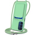 For Samsung Galaxy A25 5G Integrated Card Bag Solid Color Liquid Silicone Phone Case with Lanyard(Gr