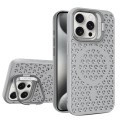 For iPhone 15 Pro Max Hollow Cooling Lens Holder MagSafe Magnetic TPU Phone Case(Grey)
