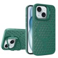 For iPhone 15 Hollow Cooling Lens Holder MagSafe Magnetic TPU Phone Case(Green)