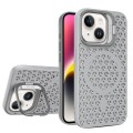 For iPhone 14 Plus Hollow Cooling Lens Holder MagSafe Magnetic TPU Phone Case(Grey)
