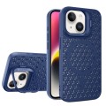 For iPhone 14 Hollow Cooling Lens Holder MagSafe Magnetic TPU Phone Case(Blue)