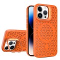 For iPhone 14 Pro Hollow Cooling Lens Holder MagSafe Magnetic TPU Phone Case(Orange)