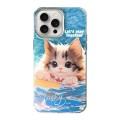 For iPhone 14 Pro Max Illustration Pattern Radiation Design Full Coverage Shockproof Phone Case(Cat)