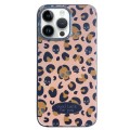 For iPhone 14 Pro Max Glitter Powder Leopard Print PC + TPU Phone Case(Brown)