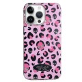 For iPhone 14 Pro Max Glitter Powder Leopard Print PC + TPU Phone Case(Pink)
