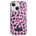 For iPhone 13 Glitter Powder Leopard Print PC + TPU Phone Case(Pink)