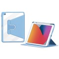 For iPad 10.2 2021/2020/2019 ZGA Tri-Fold 360 Rotation Smart Leather Tablet Case(Blue)
