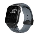For Apple Watch SE 2023 44mm Vertical Texture Black Buckle Elastic Silicone Watch Band(Grey)