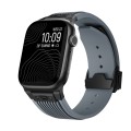 For Apple Watch Series 9 45mm Vertical Texture Black Buckle Elastic Silicone Watch Band(Grey)