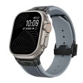 For Apple Watch Ultra 49mm Vertical Texture Black Buckle Elastic Silicone Watch Band(Grey)