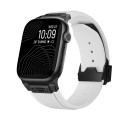 For Apple Watch 42mm Vertical Texture Black Buckle Elastic Silicone Watch Band(White)