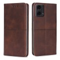 For Motorola Moto G24 4G Cow Texture Magnetic Leather Phone Case(Dark Brown)