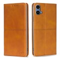 For Motorola Moto G34 5G Cow Texture Magnetic Leather Phone Case(Light Brown)