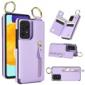 For Samsung Galaxy A52 5G Litchi Texture Zipper Double Buckle Card Bag Phone Case(Purple)