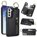 For Samsung Galaxy S21 FE 5G Litchi Texture Zipper Double Buckle Card Bag Phone Case(Black)