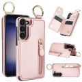 For Samsung Galaxy S23 5G Litchi Texture Zipper Double Buckle Card Bag Phone Case(Rose Gold)