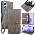 For Blackview A52 Tree & Deer Embossed Leather Phone Case(Grey)