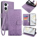For Huawei Nova 10 SE Tree & Deer Embossed Leather Phone Case(Purple)