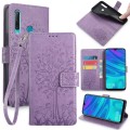 For Huawei P Smart+ 2019 / Enjoy 9S Tree & Deer Embossed Leather Phone Case(Purple)