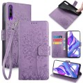 For Huawei Y9S Global Tree & Deer Embossed Leather Phone Case(Purple)