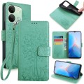 For Infinix Smart 7 HD Tree & Deer Embossed Leather Phone Case(Green)