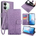 For Infinix Smart 7 HD Tree & Deer Embossed Leather Phone Case(Purple)