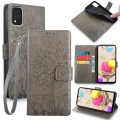 For LG K42 Tree & Deer Embossed Leather Phone Case(Grey)