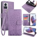 For Motorola Edge X30 Pro 5G Tree & Deer Embossed Leather Phone Case(Purple)